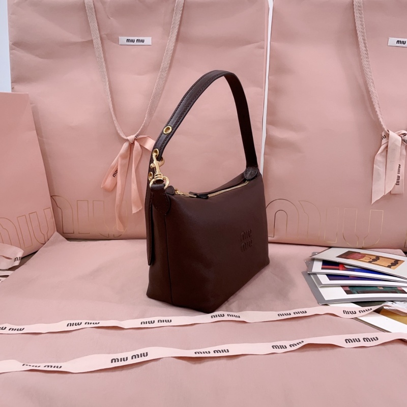 Винтажная кожаная сумка Miu Miu, коричневая