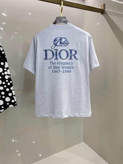 Футболка мужская серая с принтом DIOR