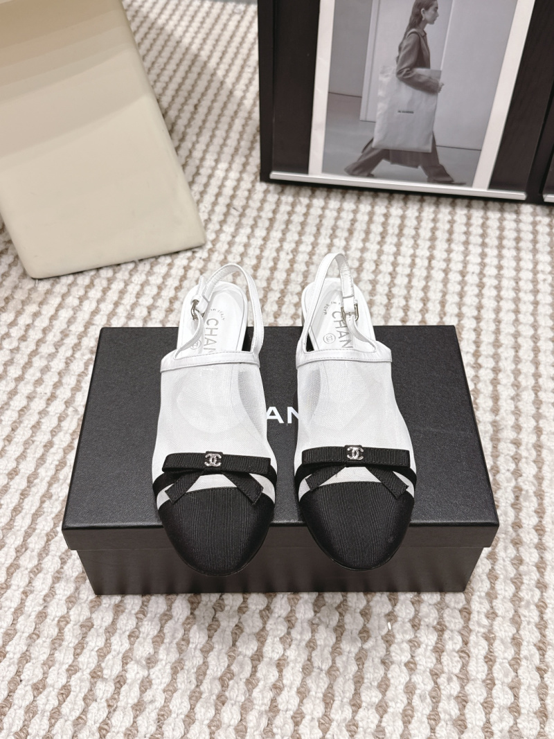 Женские туфли на каблуке с сетчатым верхом и бантом Chanel