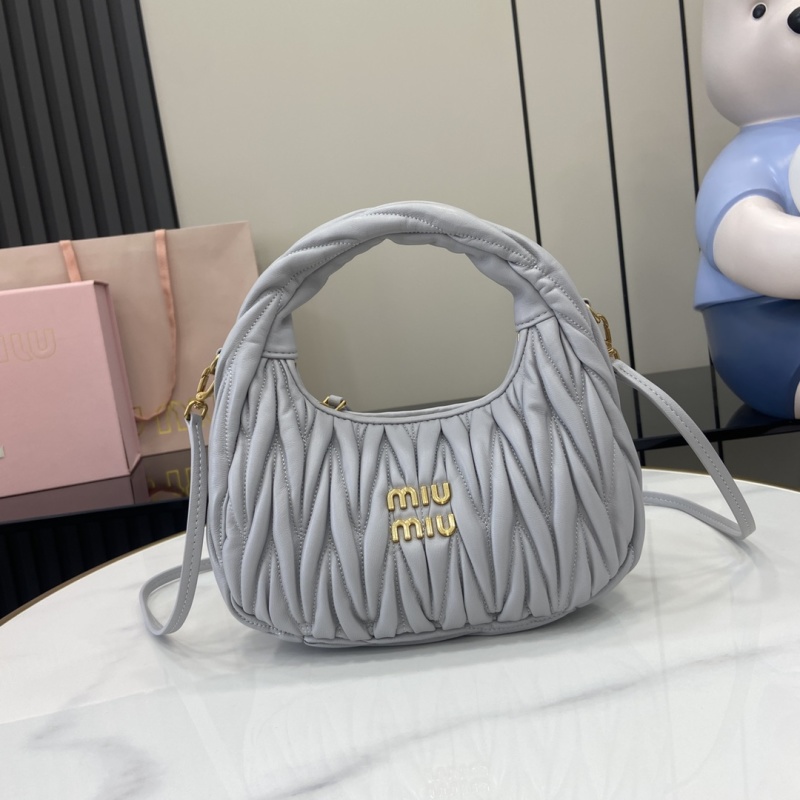 Сумка Miu Miu серая с золотым логотипом