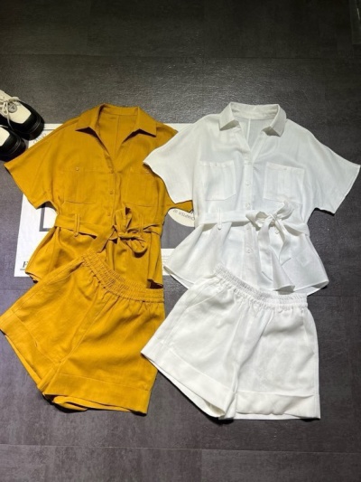 Женский льняной костюм-комплект