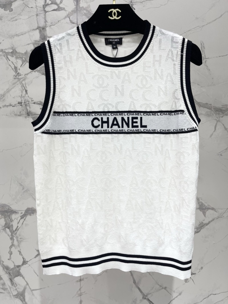 Вязаный топ с логотипом Chanel