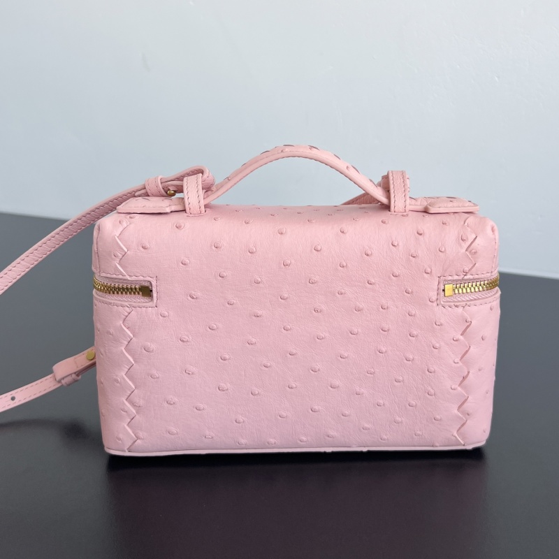 Косметичка из страусиной кожи розовая Bottega Veneta