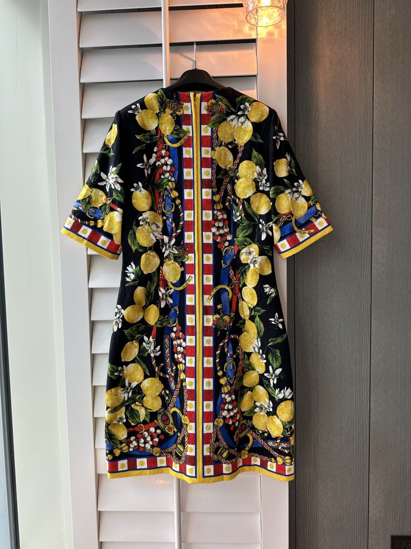 Повседневное платье с принтом лимонов и кареты Dolce & Gabbana