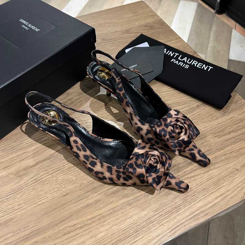 Туфли Saint Leopard Floral Knot Saint Laurent