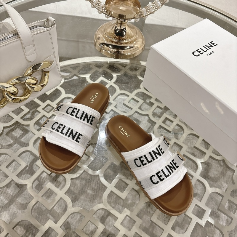 Сандалии женские с текстильным ремешком и логотипом Celine