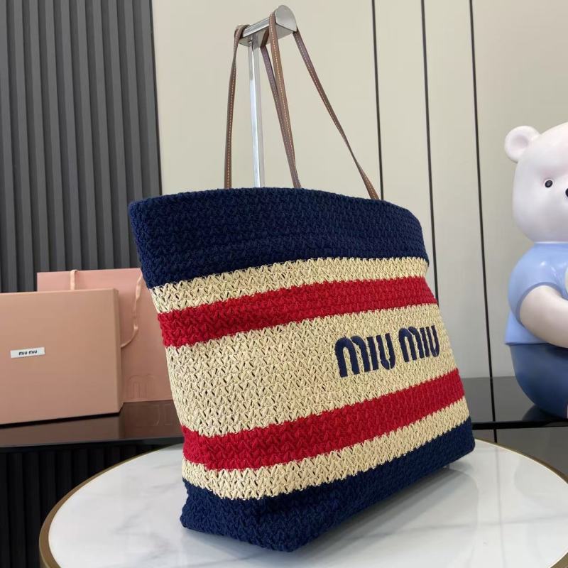 Плетеная сумка-тоут Miu Miu полосатая