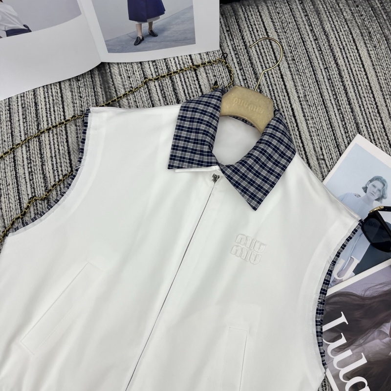 Женская безрукавка с галстуком в клетку Miu Miu