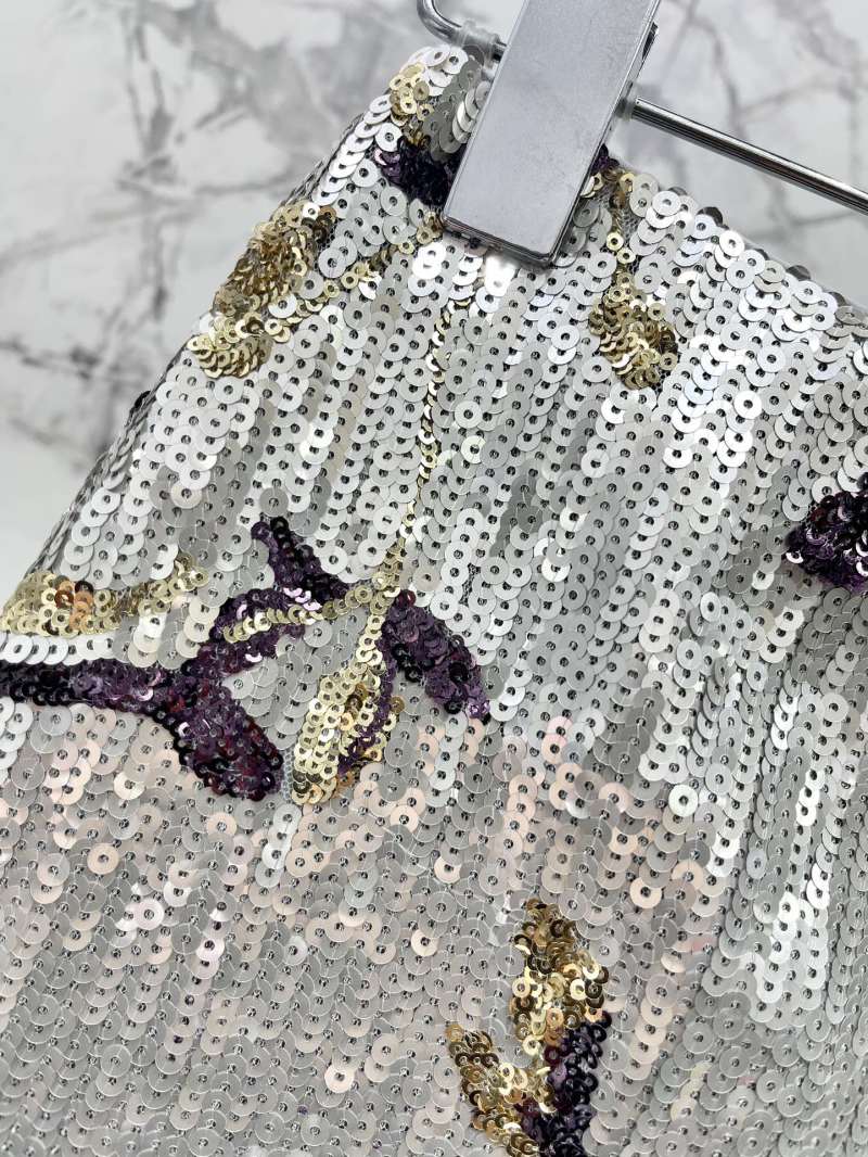 Мини-юбка из пайеток с цветочным узором Saint Laurent
