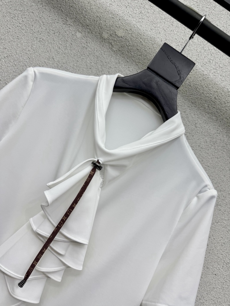 Белая блузка с оборками и завязкой Gucci