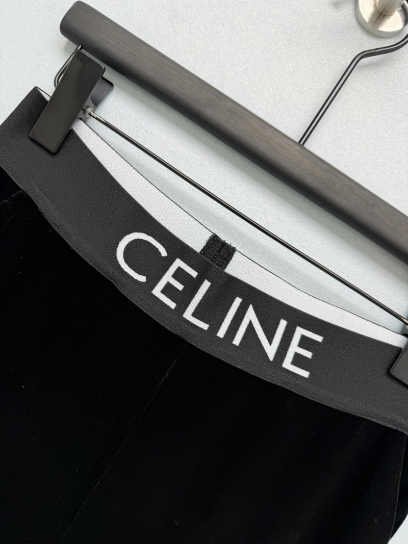 Чёрные брюки Celine из черного бархата