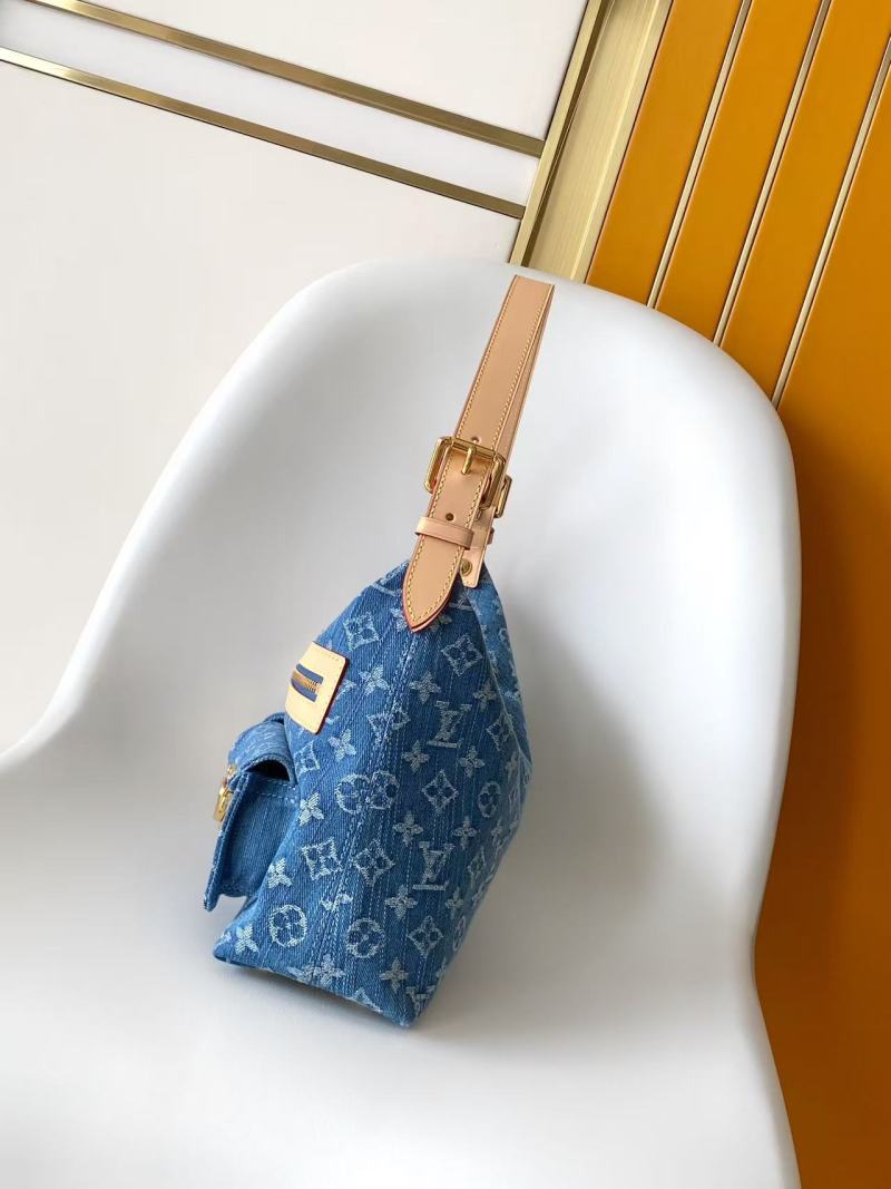 Сумка женская джинсовая с монограммой и желтой отделкой Louis Vuitton