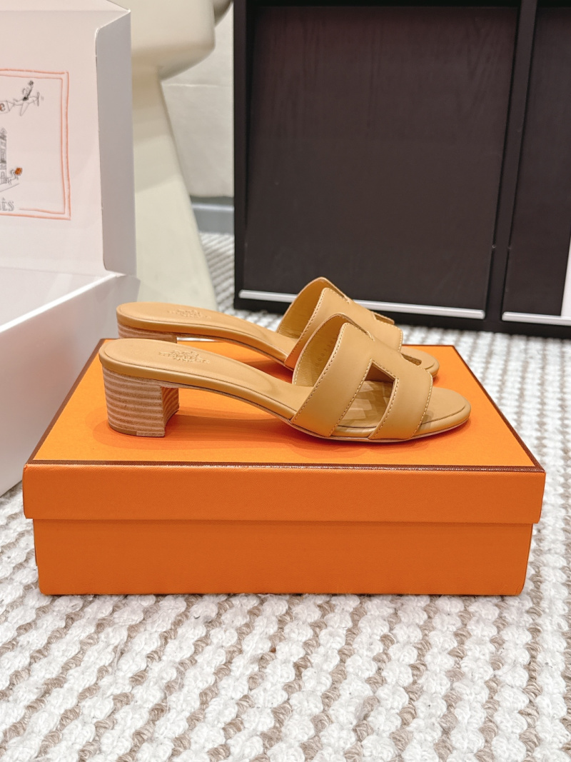 Шлепанцы кожаные женские H-формы Hermès