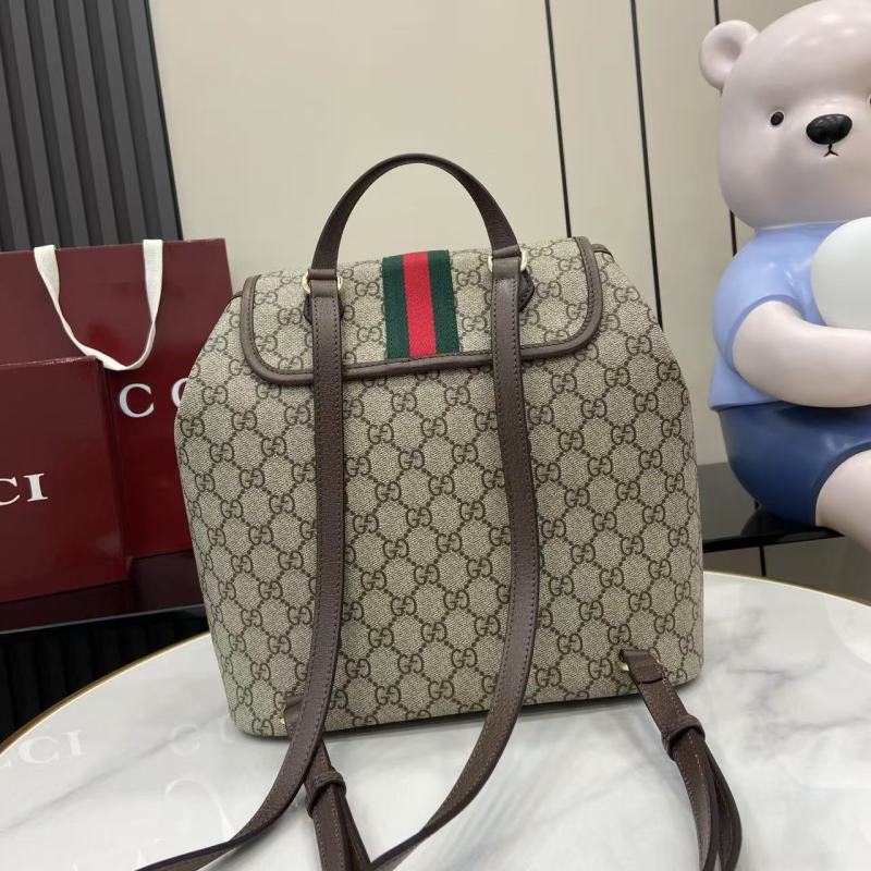 Рюкзак Gucci с монограммой и красно-зеленой полосо