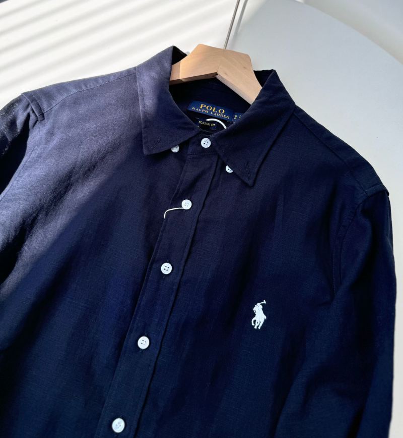 Женская рубашка Ralph Lauren из льна тёмно-синего цвета