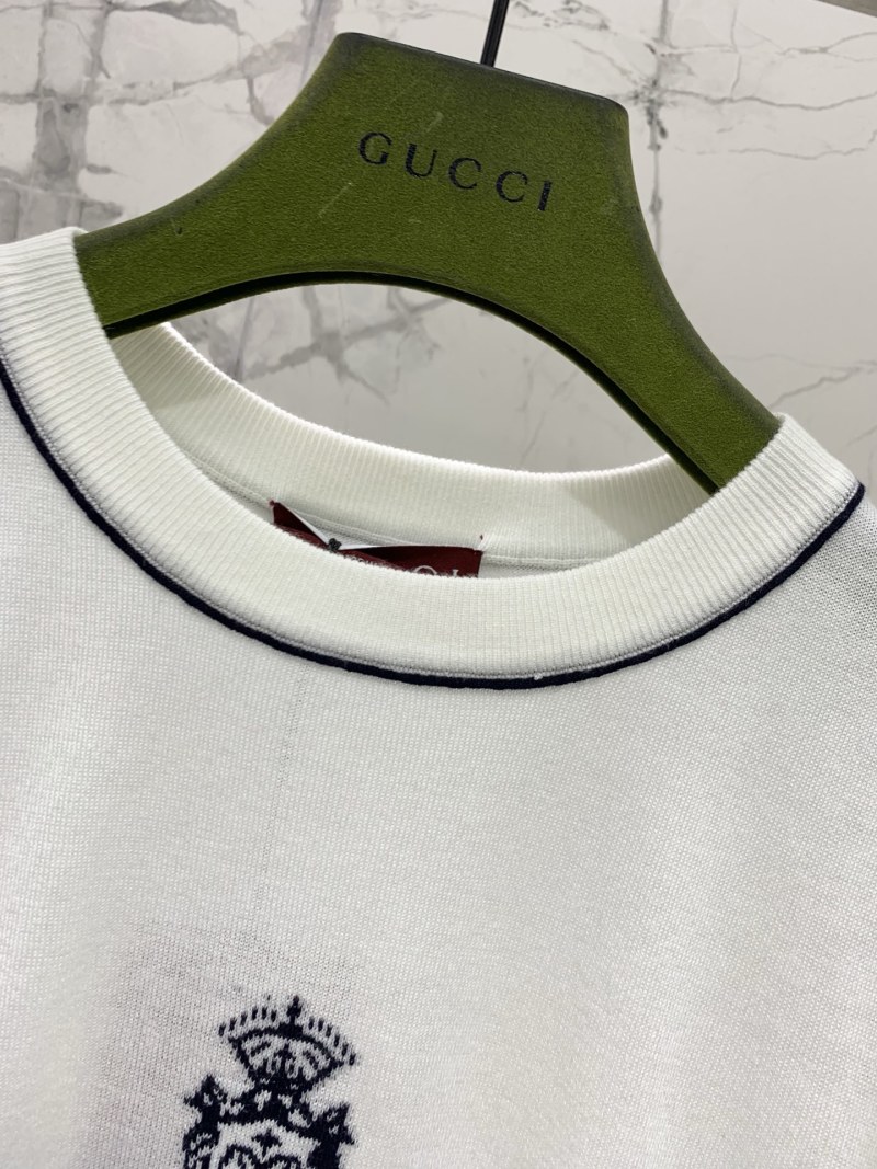 Футболка женская Gucci белая с контрастной отделкой
