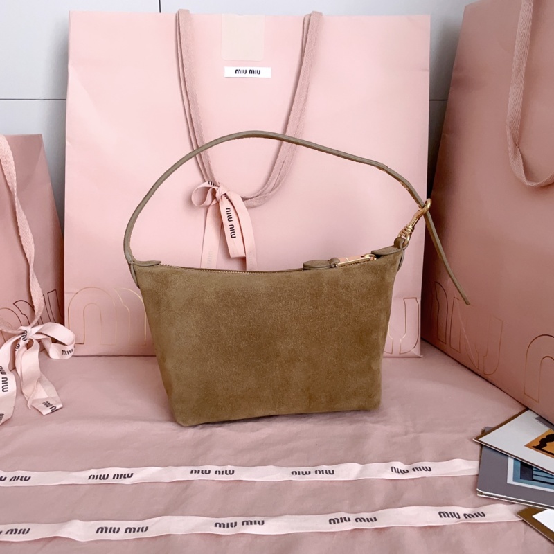 Сумка из замши Мию Мию бежевая Miu Miu