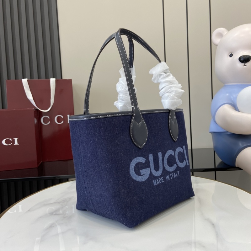 Сумка-тоут Gucci синяя с логотипом