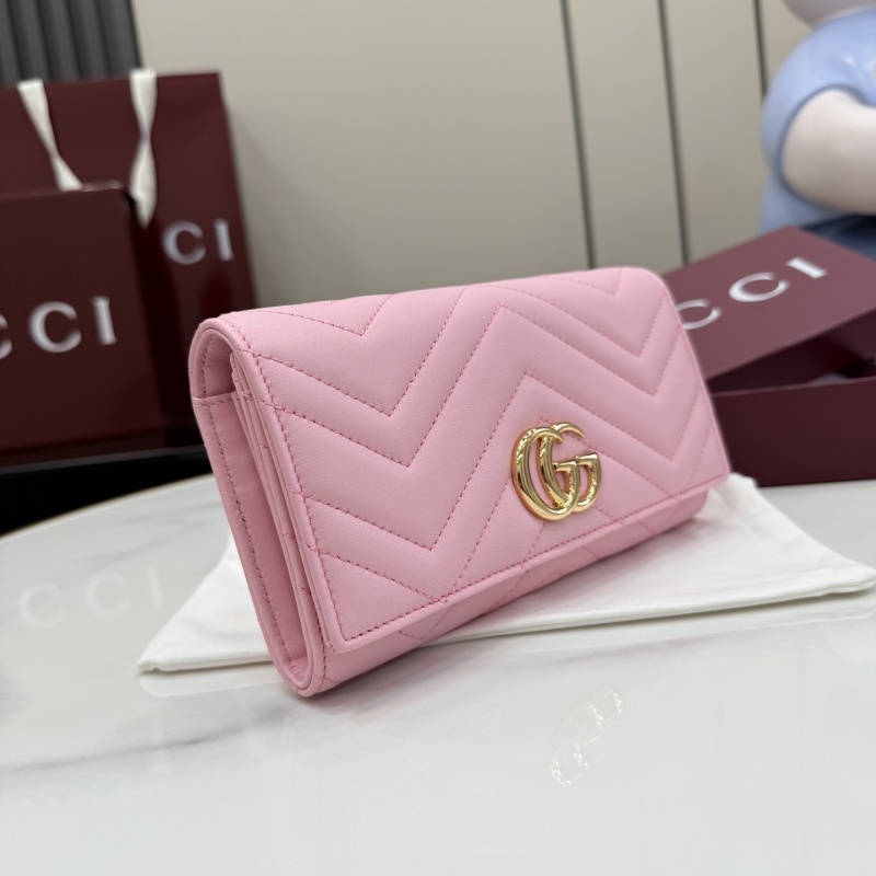 Портмоне Gucci розовое с золотым логотипом