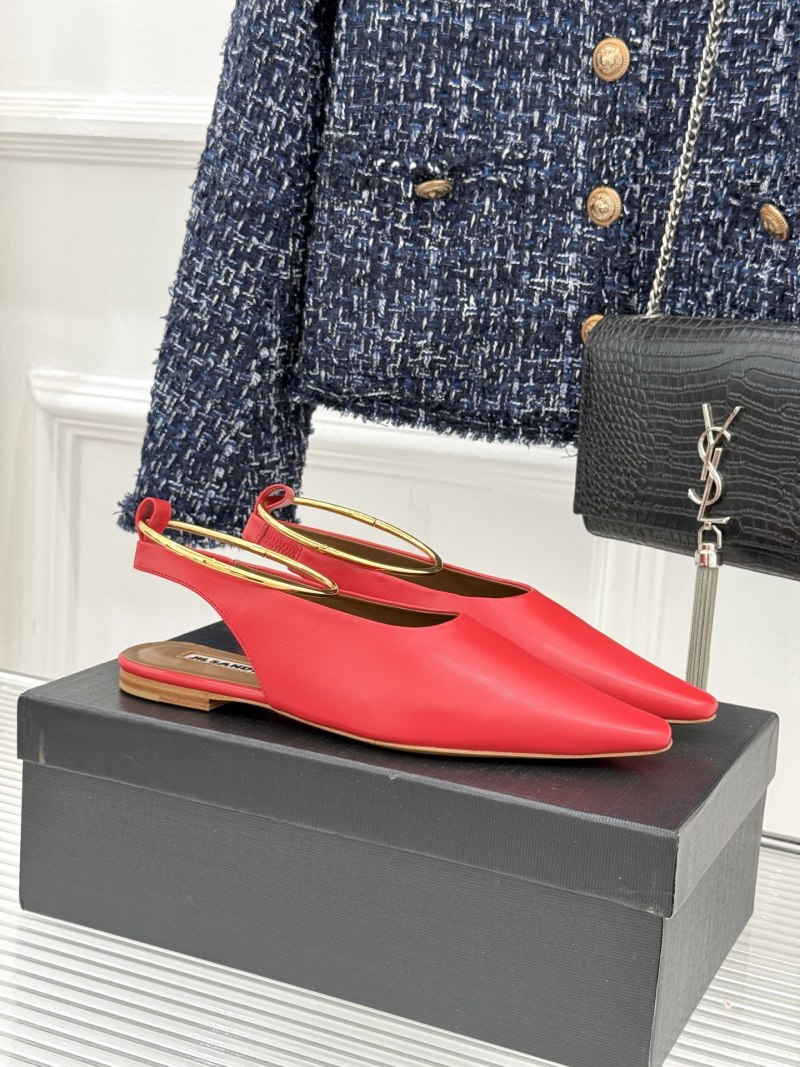 Женские мюли красные с металлическим кольцом Jil Sander