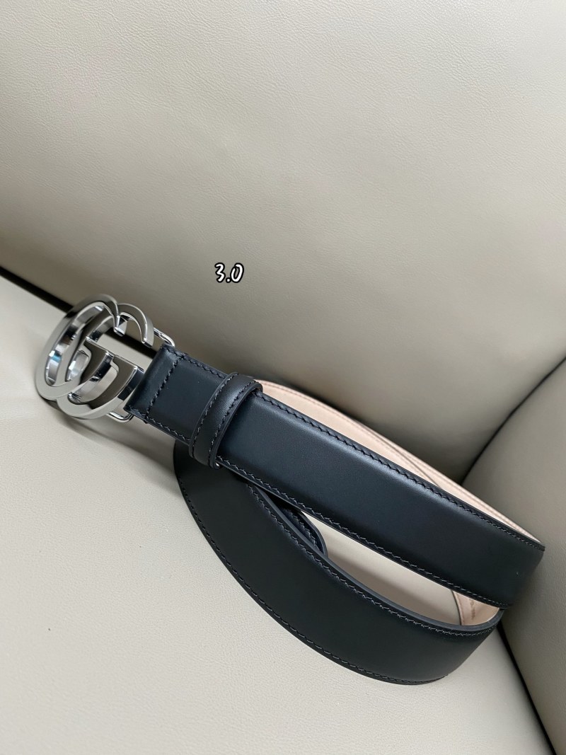 Черный ремень Gucci с двойным G поясом