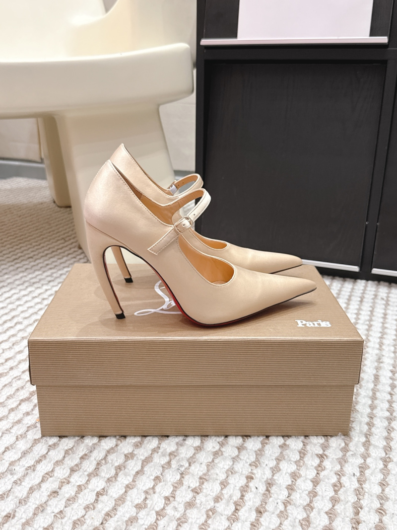 Женские туфли на каблуке, бежевый замш Christian Louboutin
