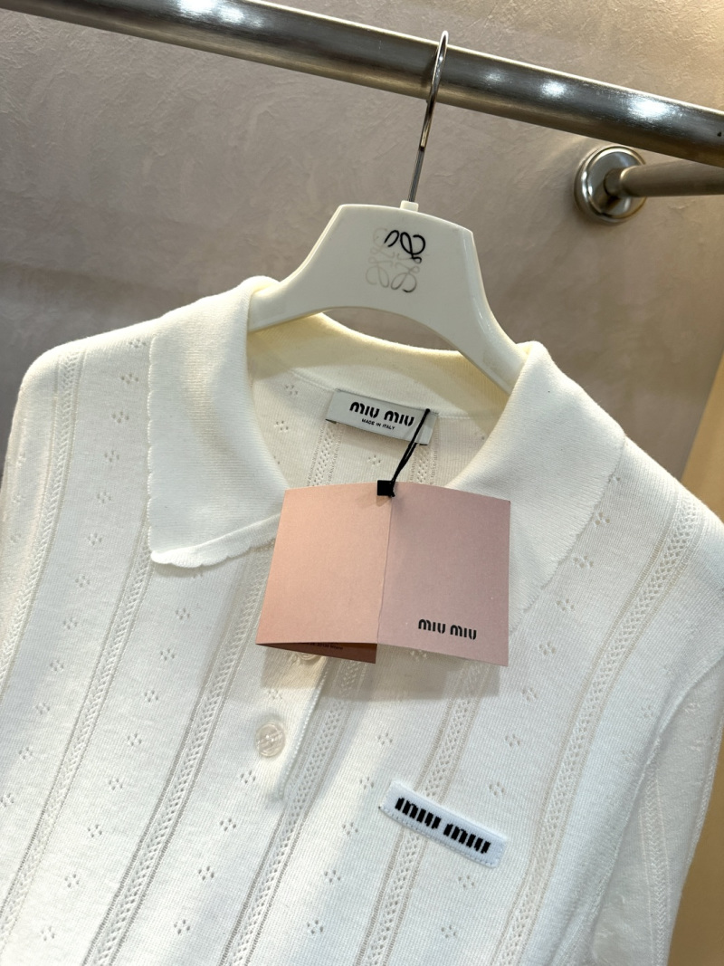 Вязаная кофта с воротником Polo Miu Miu
