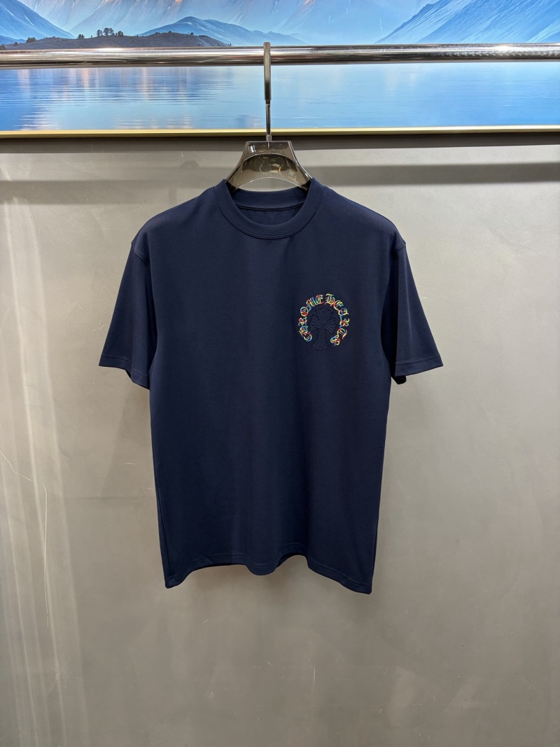 Футболка мужская круглая с вышивкой на груди Chrome Hearts