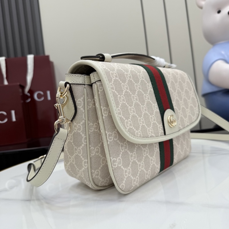 Сумка Gucci с монограммой и красно-зеленой полосой