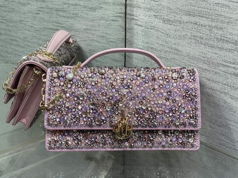 Сумка Dior с кристаллами розовая