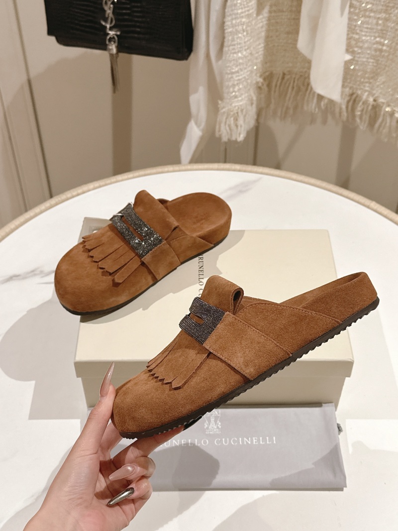Женские кожаные мюли с бахромой Brunello Cucinelli