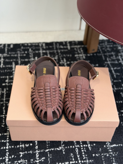 Босоножки Miu Miu плетеные коричневые