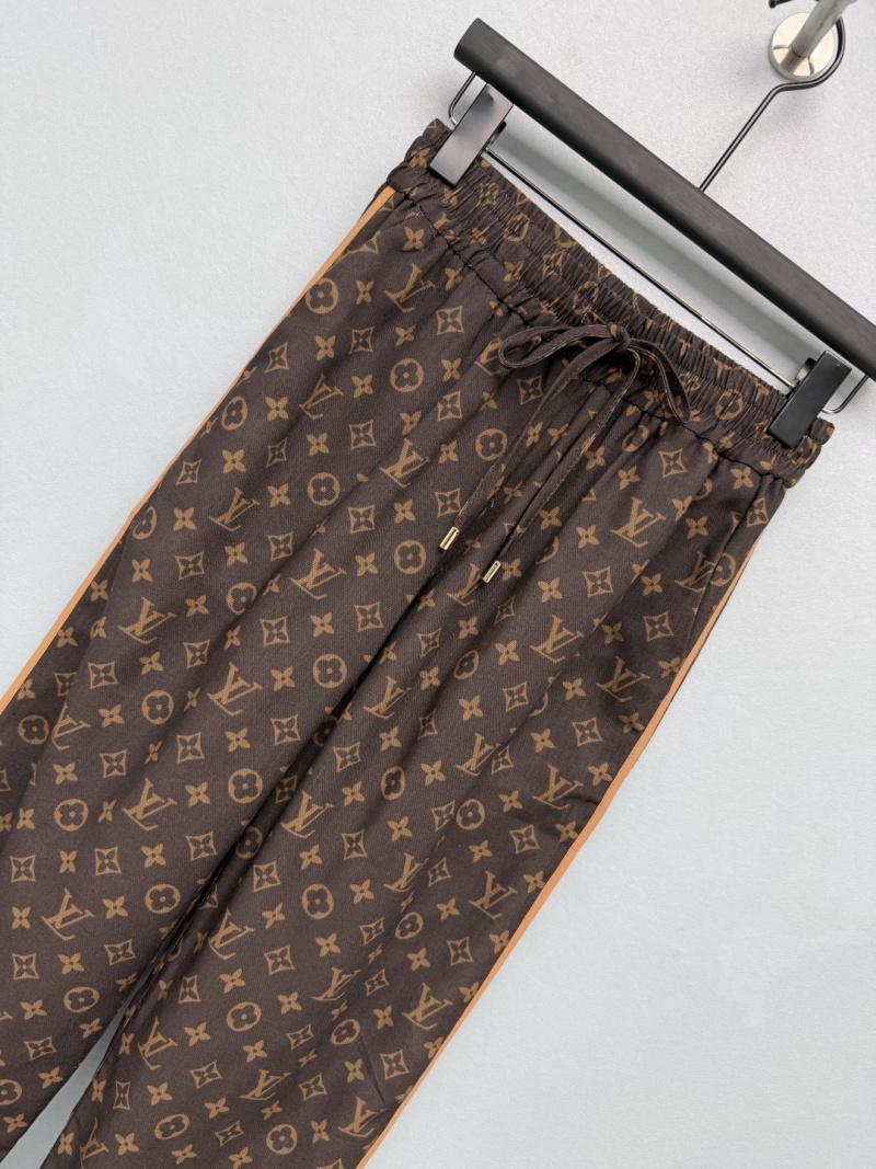 Брюки с принтом и кожаными вставками Louis Vuitton