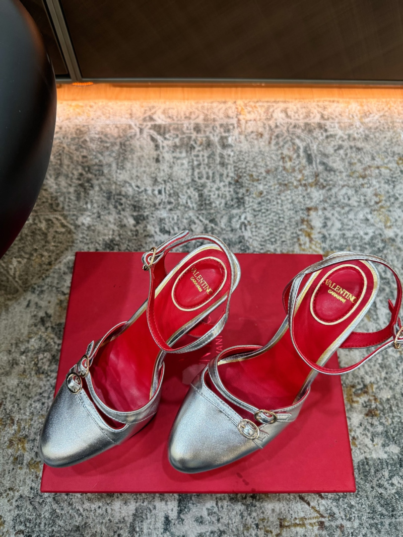 Женские туфли Valentino серебристые на высоком каблуке Valentino Garavani