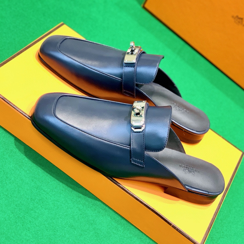 Мужские кожаные лоферы с металлической пряжкой Hermès
