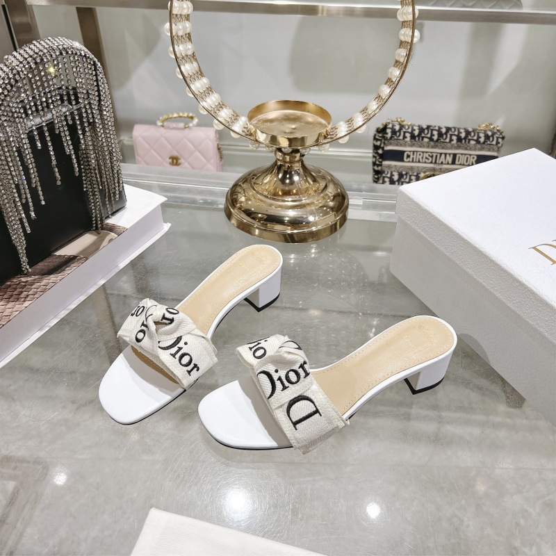 Женские сабо Dior, белый с буквенным принтом