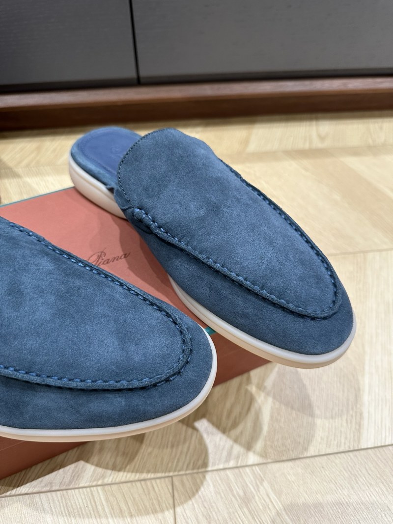 Замшевые мокасины Loro Piana синего цвета