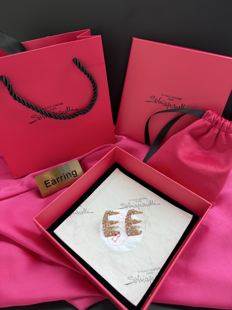 Серьги в виде буквы E с кристаллами Schiaparelli