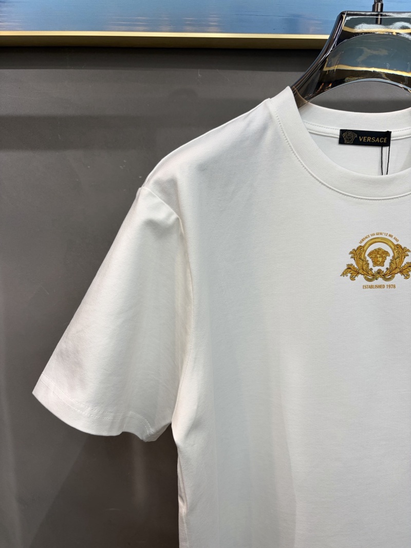 Футболка мужская белая с золотым принтом Versace