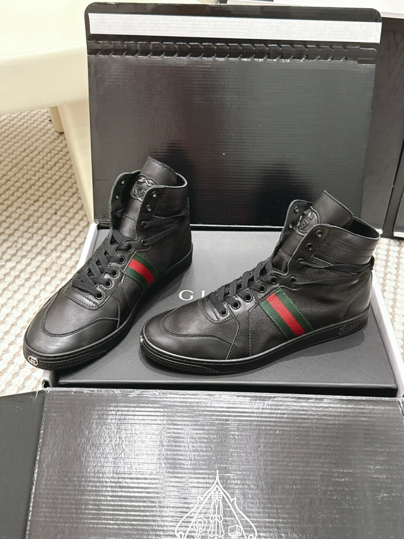 Высокие кеды с красно-зеленой полосой Gucci