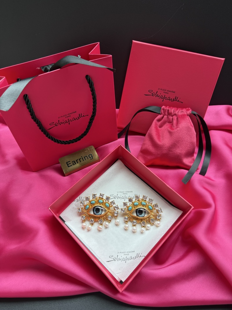 Серьги в форме глаза с жемчугом и камнями Schiaparelli