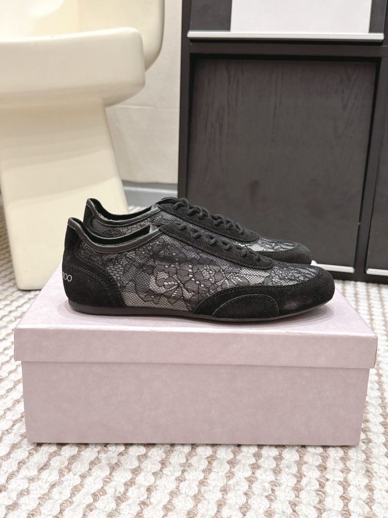 Черные женские кроссовки с кружевом и замшевыми вставками Jimmy Choo