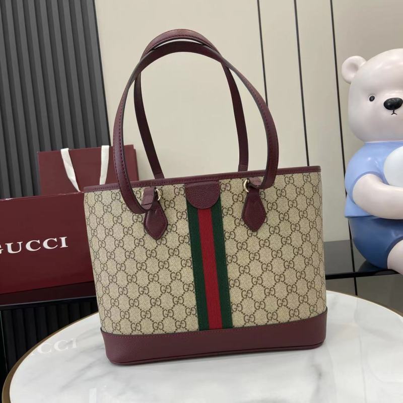 Сумка Gucci с монограммой и кожаной отделкой