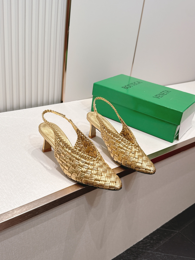 Женские босоножки на каблуке с плетеным верхом Bottega Veneta