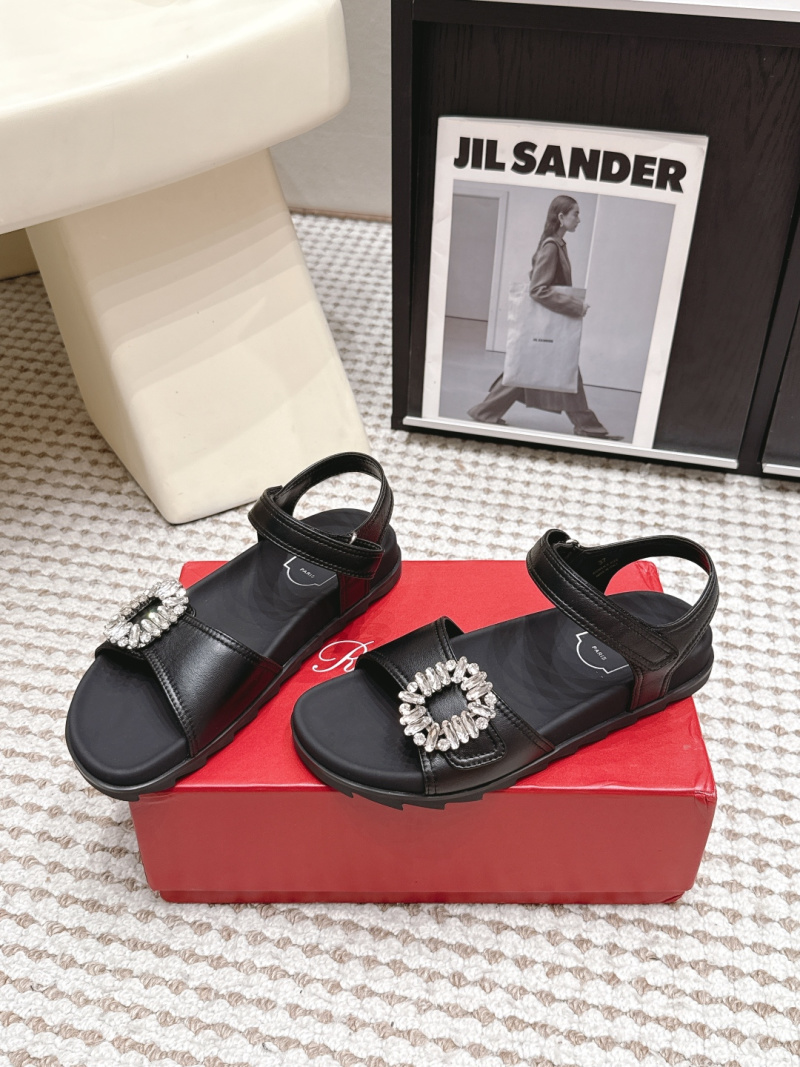 Женские черные босоножки Roger Vivier Slidy с кристаллами