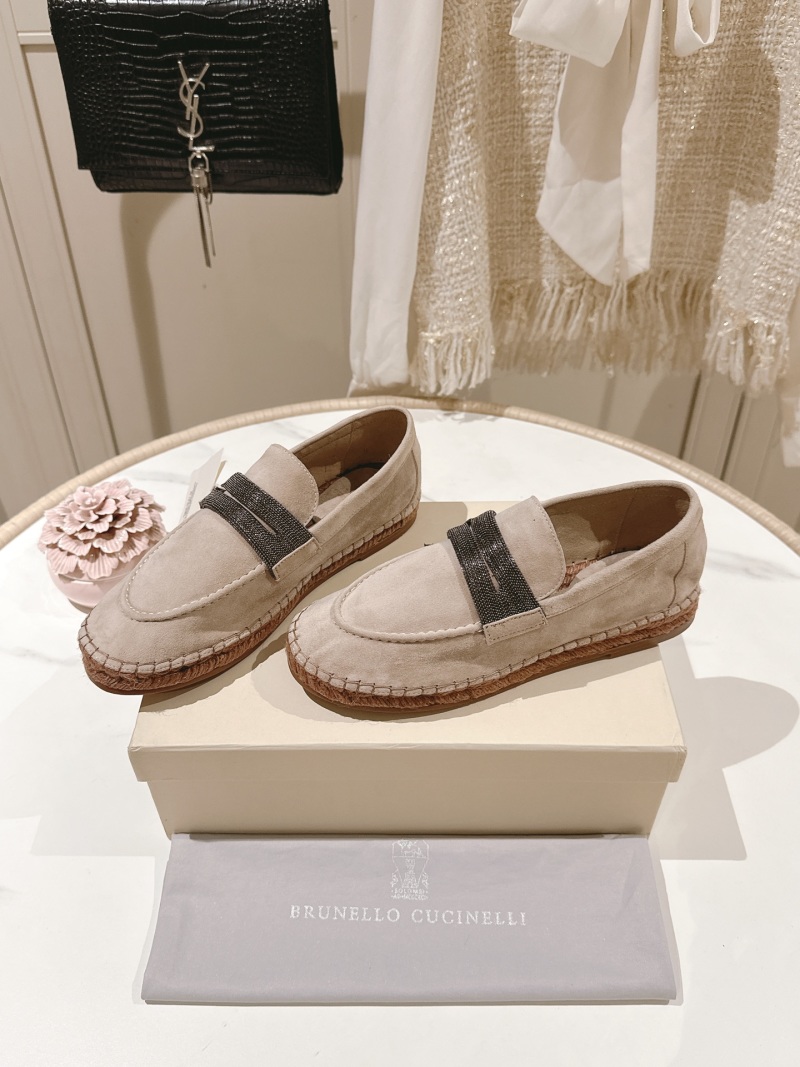 Слипоны Brunello Cucinelli из замши с декоративной вставкой