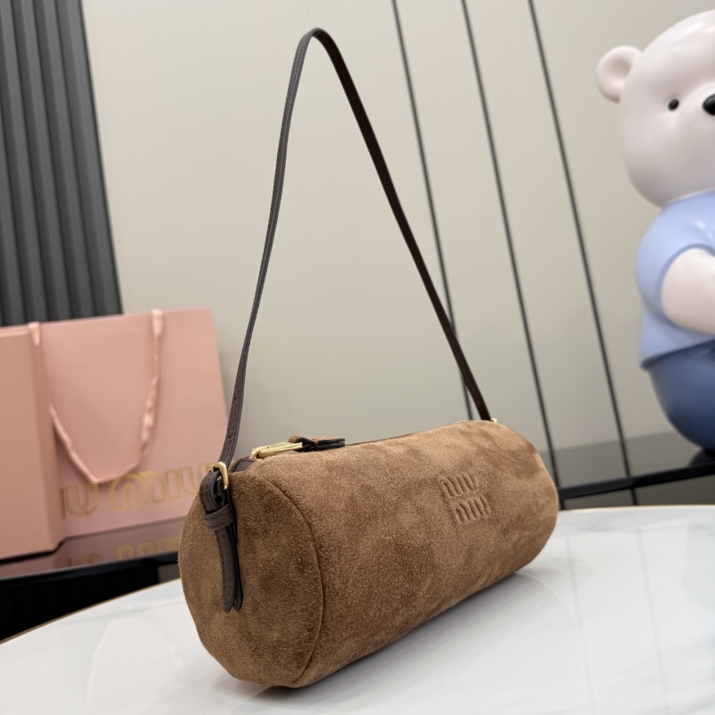 Сумка-цилиндр Miu Miu из замши коричневая