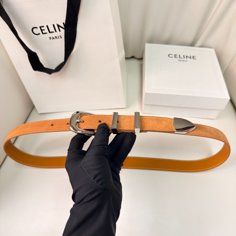 Ремень CELINE в стиле Вестерн с золотой пряжкой