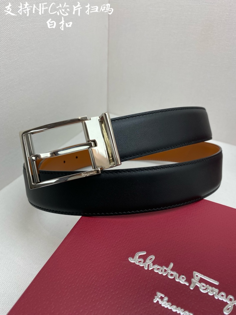 Двусторонний кожаный ремень, черный/бежевый Ferragamo