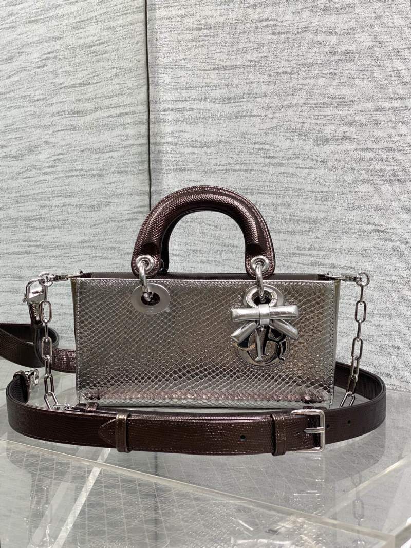Сумка Dior Lady Dior серебристо-коричневая